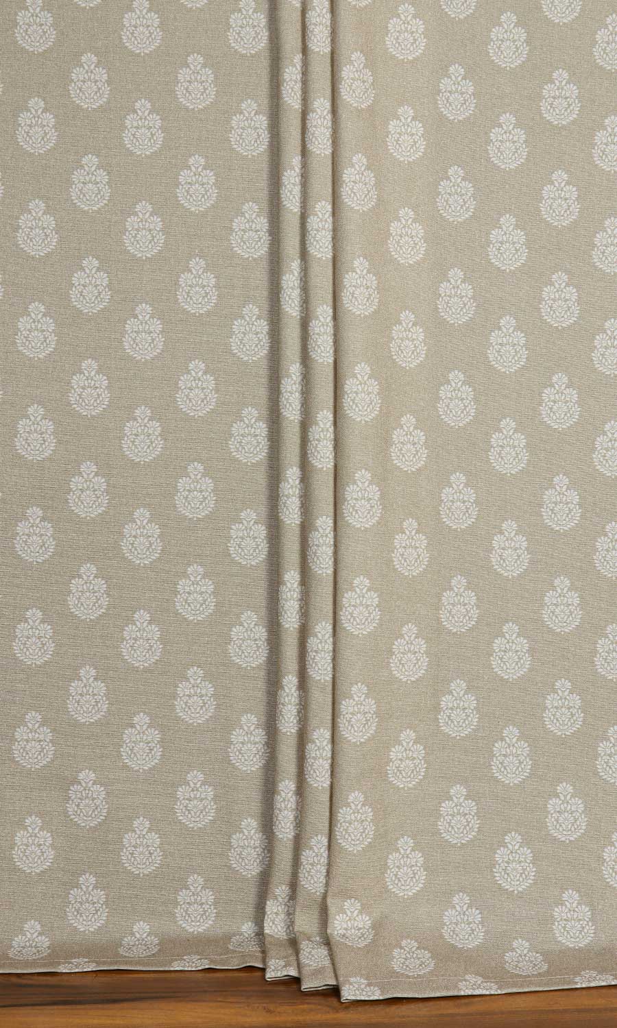 Floral Cotton Home Textile Fabric Material By the Metre (Beige/ Grey)