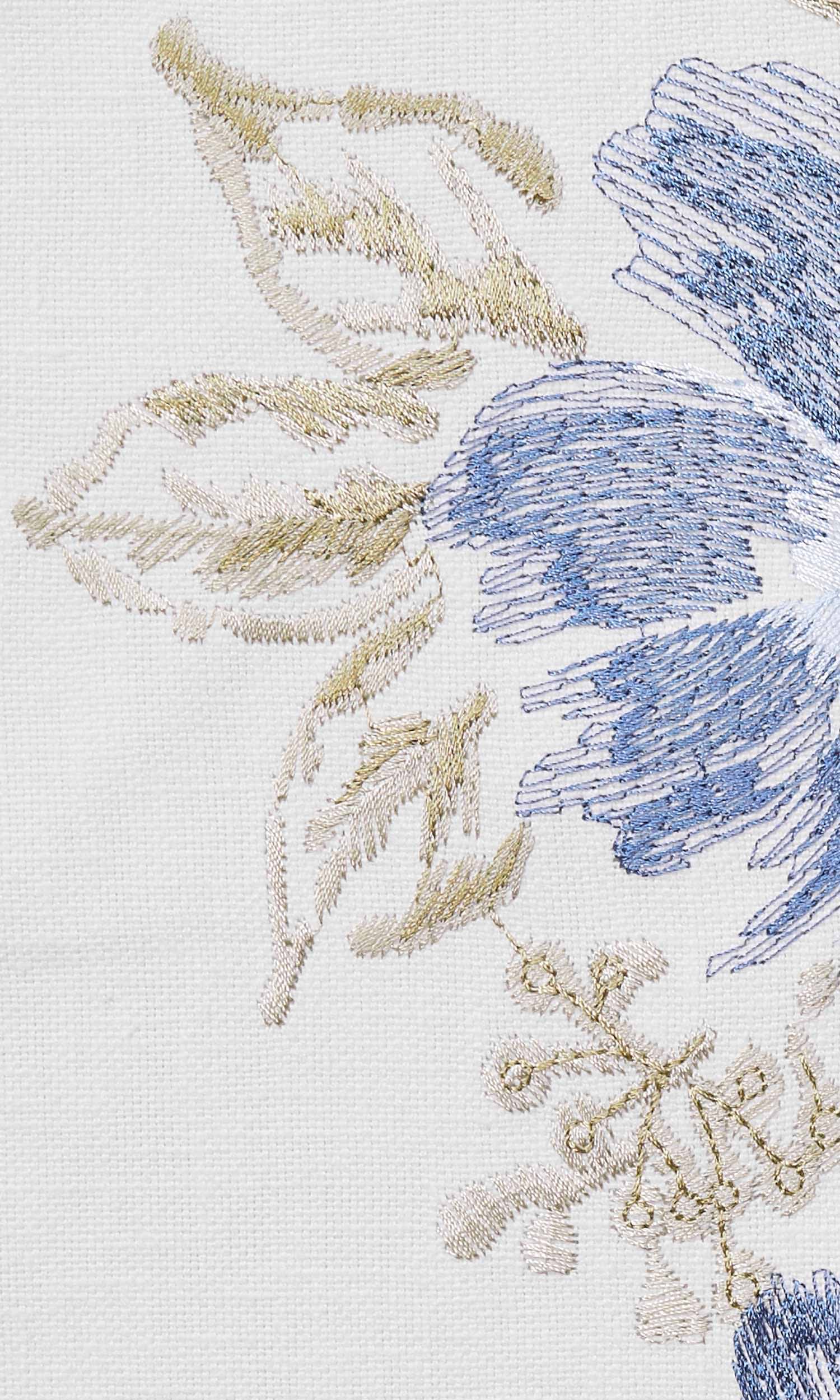 Floral Poly-Cotton Home Textile Fabric Material Sample (Blue/ Beige/ White)
