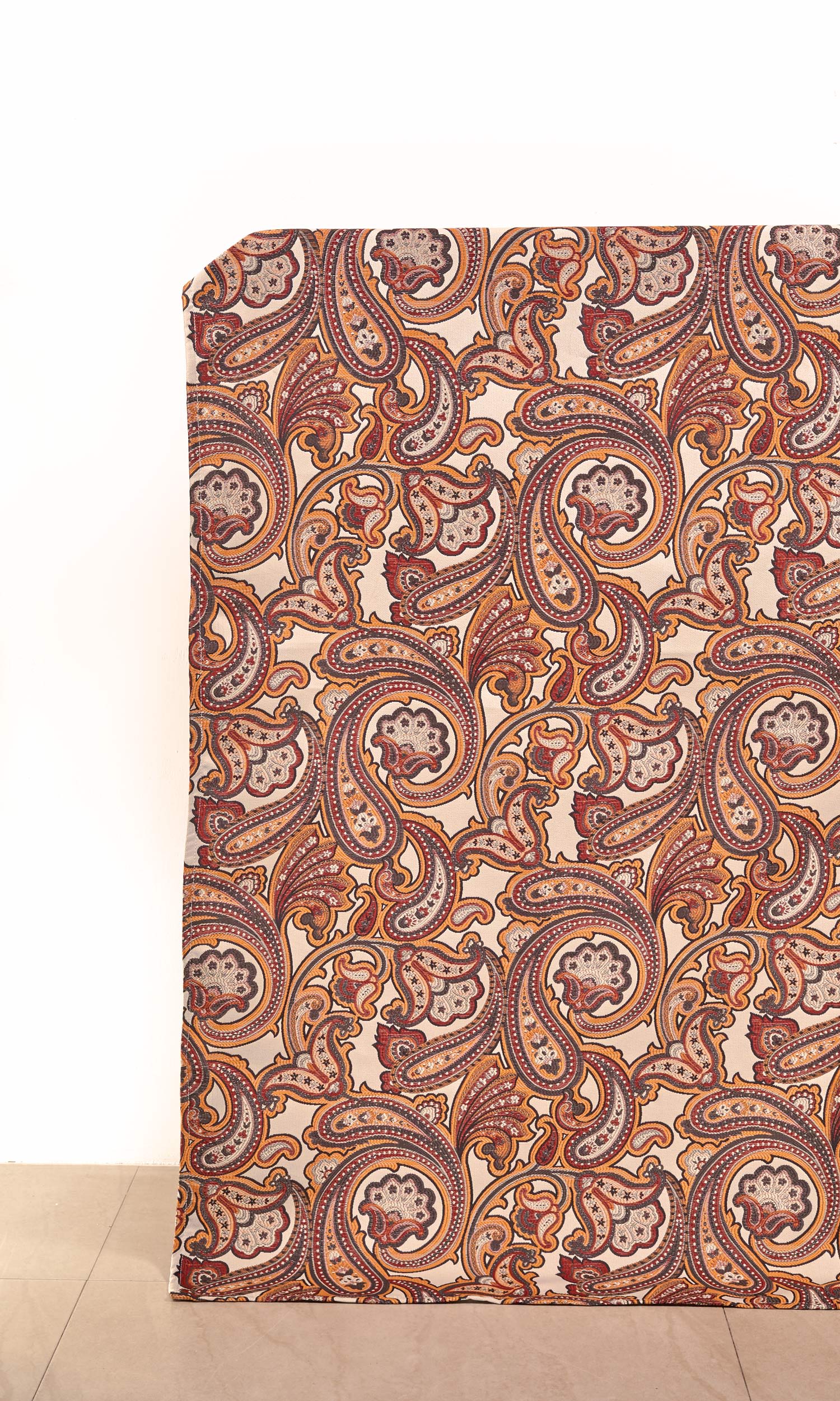 Paisley Home Décor Fabric By the Metre (Brown/ Russet Red/ Deep Yellow)