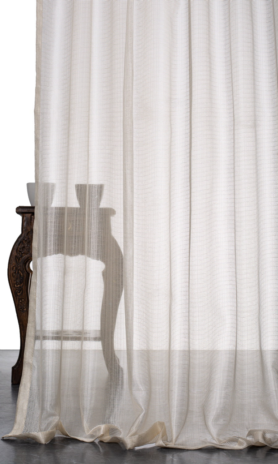 Textured Sheer Window Treatments Fabric By the Metre (Ivory/ Pale Beige)
