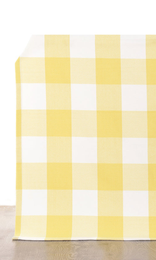 Buffalo Check Home Décor Fabric By the Metre (Lemon Yellow/ White)