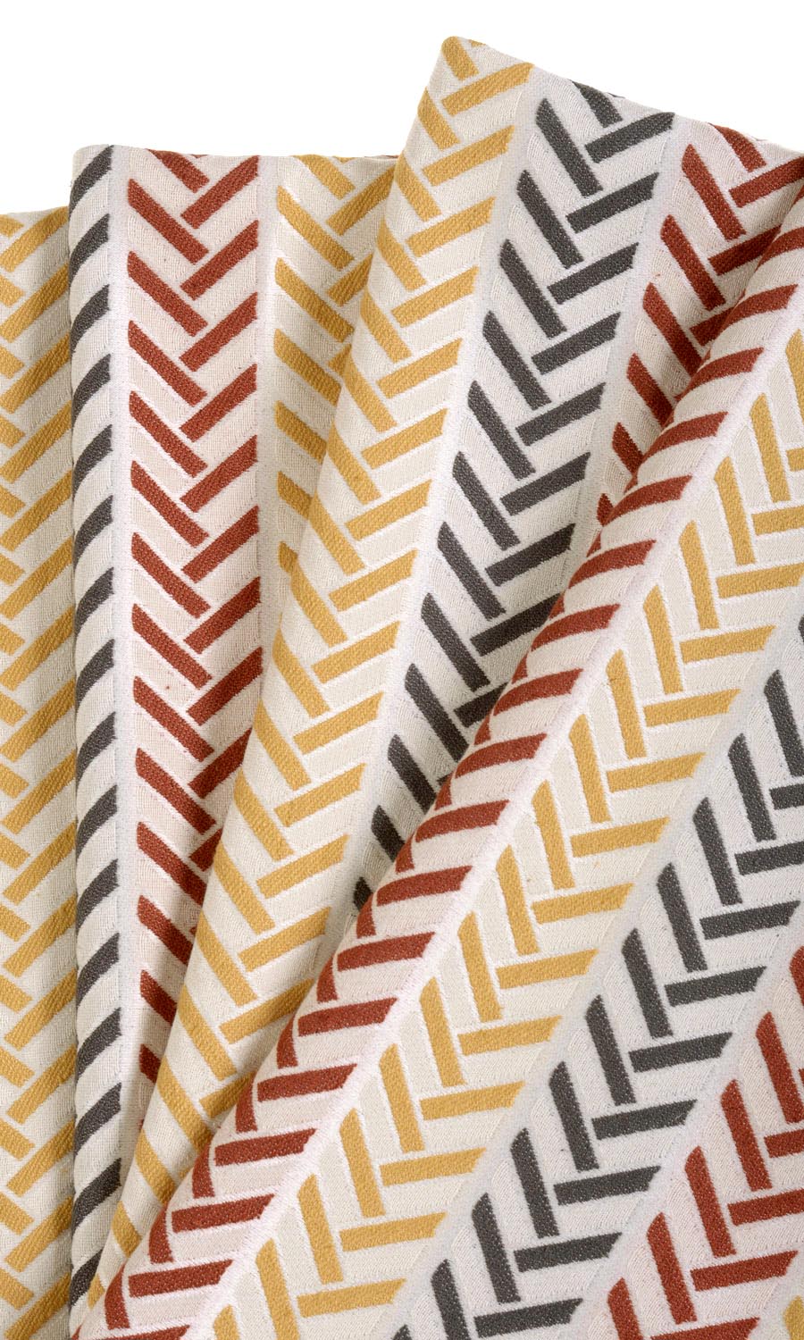 Herringbone Home Décor Fabric By the Metre (Red/ Yellow/ Charcoal)