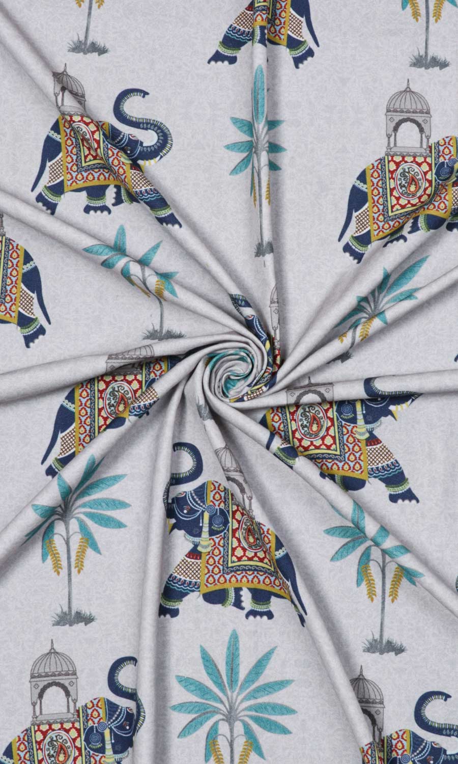 Printed Cotton Fabric Sample for Curtains & Drapes (Grey/ Blue)