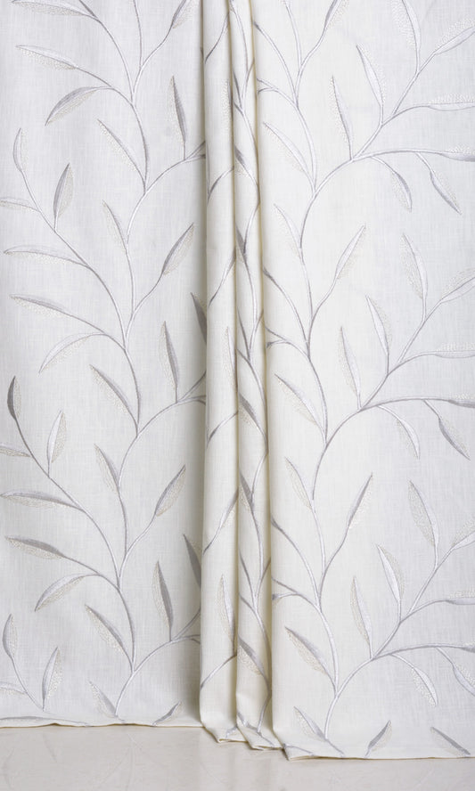 Floral Embroidery Home Décor Fabric By the Metre (White/ Cream)