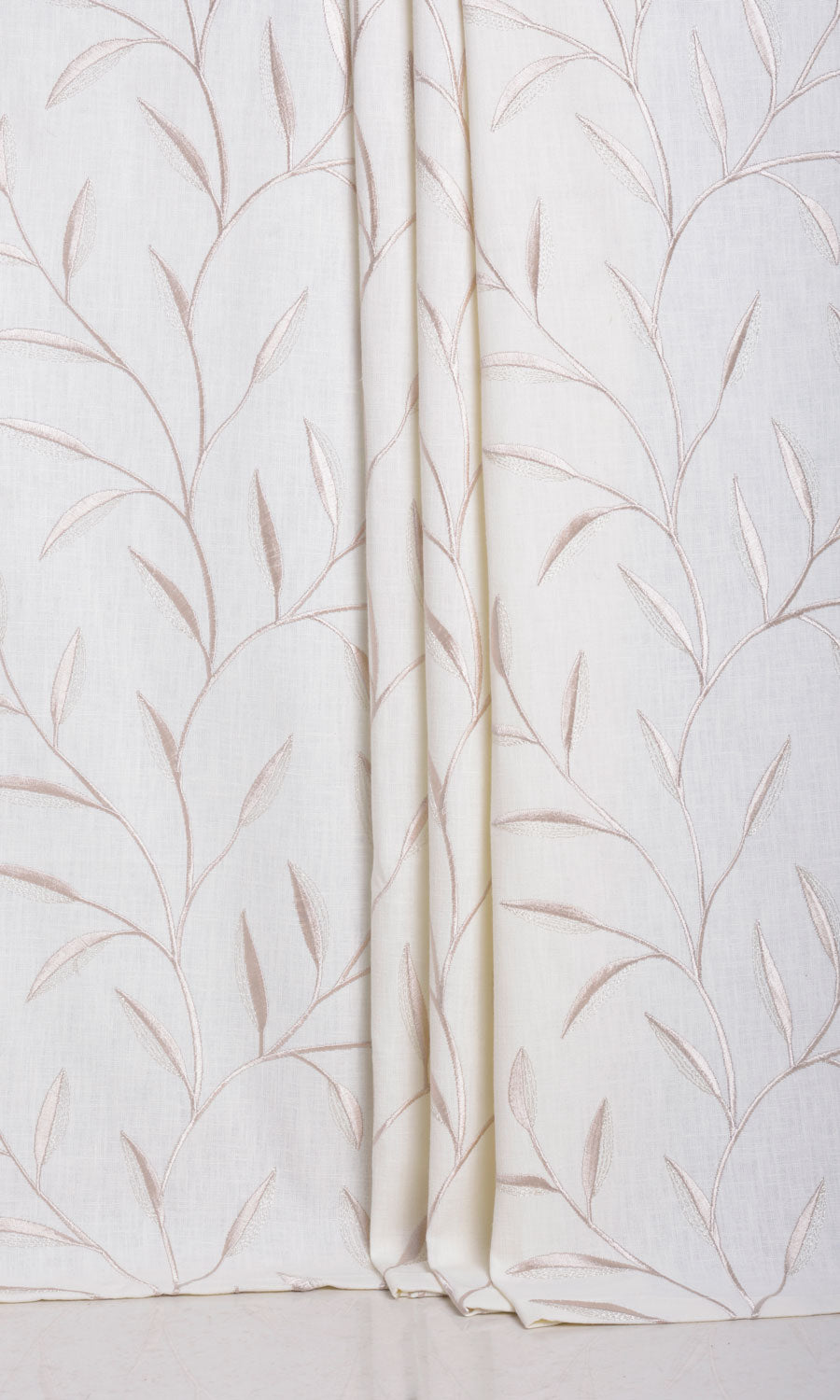 Floral Embroidery Window Treatments Fabric By the Metre (White/ Cream)