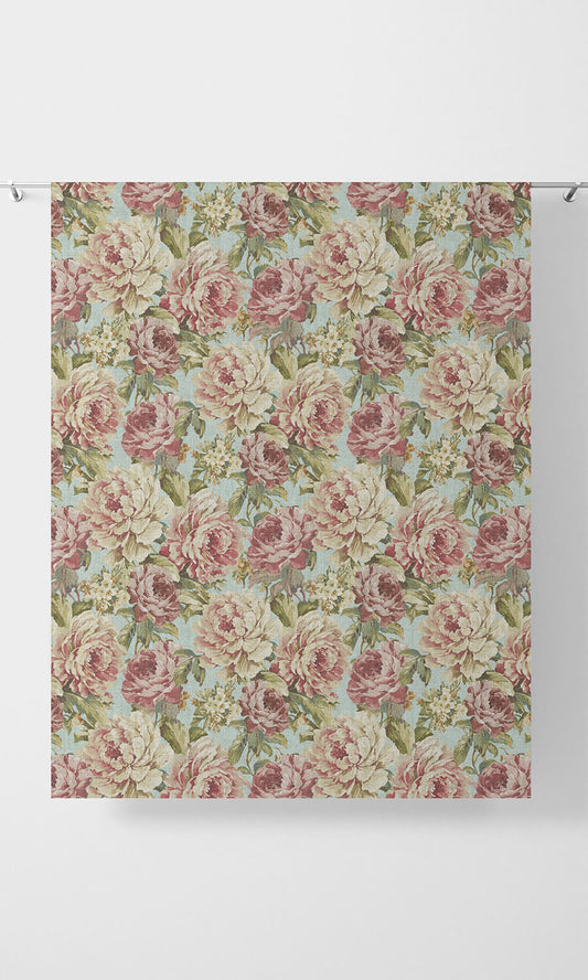 Classic Floral Patterned Home Décor Fabric Sample (Pink & Blue)