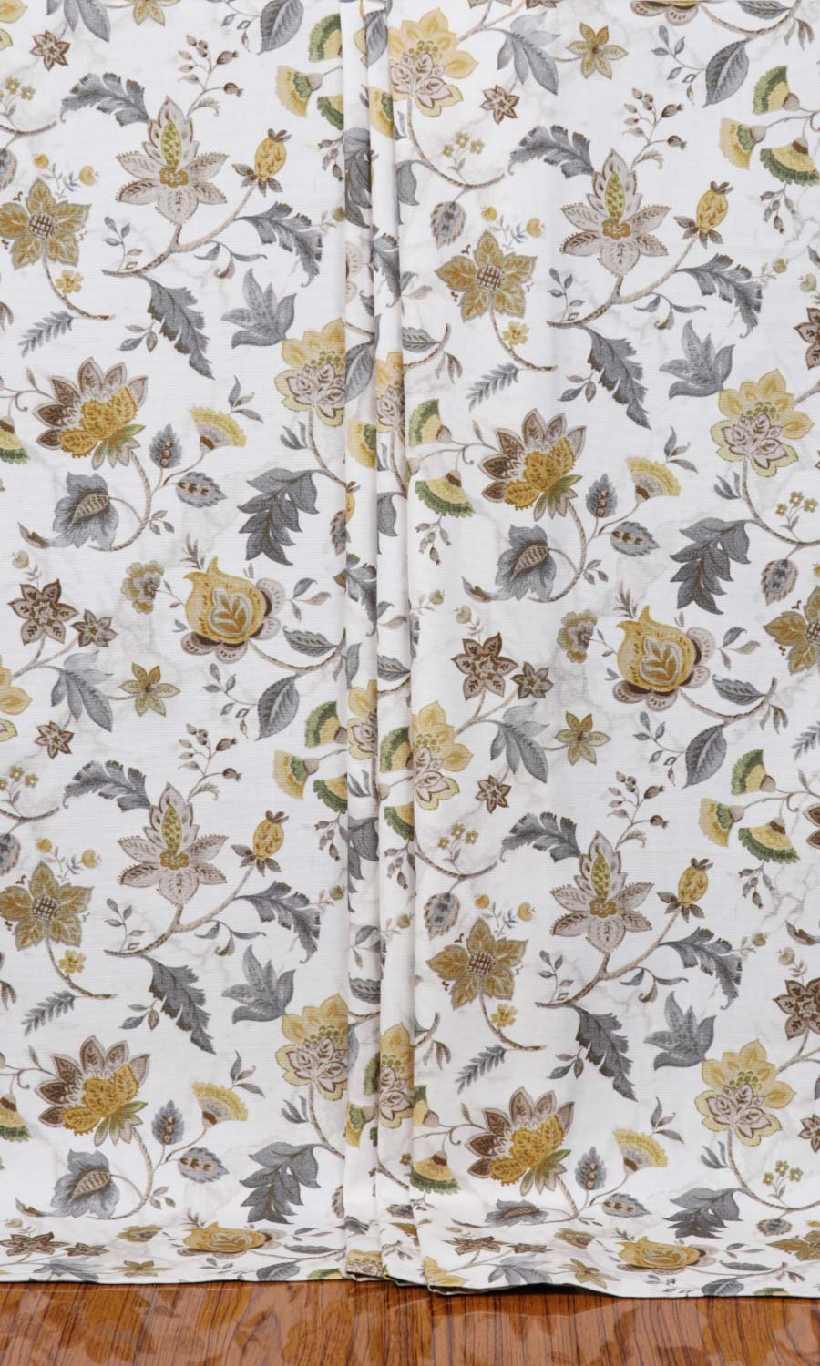 Floral Cotton Window Treatments Fabric By the Metre (Grey/ Yellow)