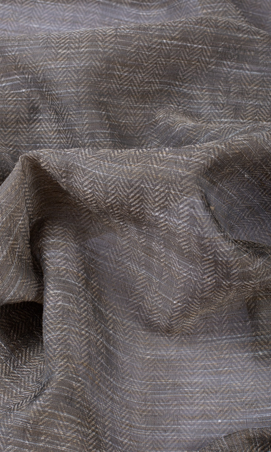 Herringbone Sheer Fabric Sample for Curtains & Drapes (Grey/ Coffee Brown)