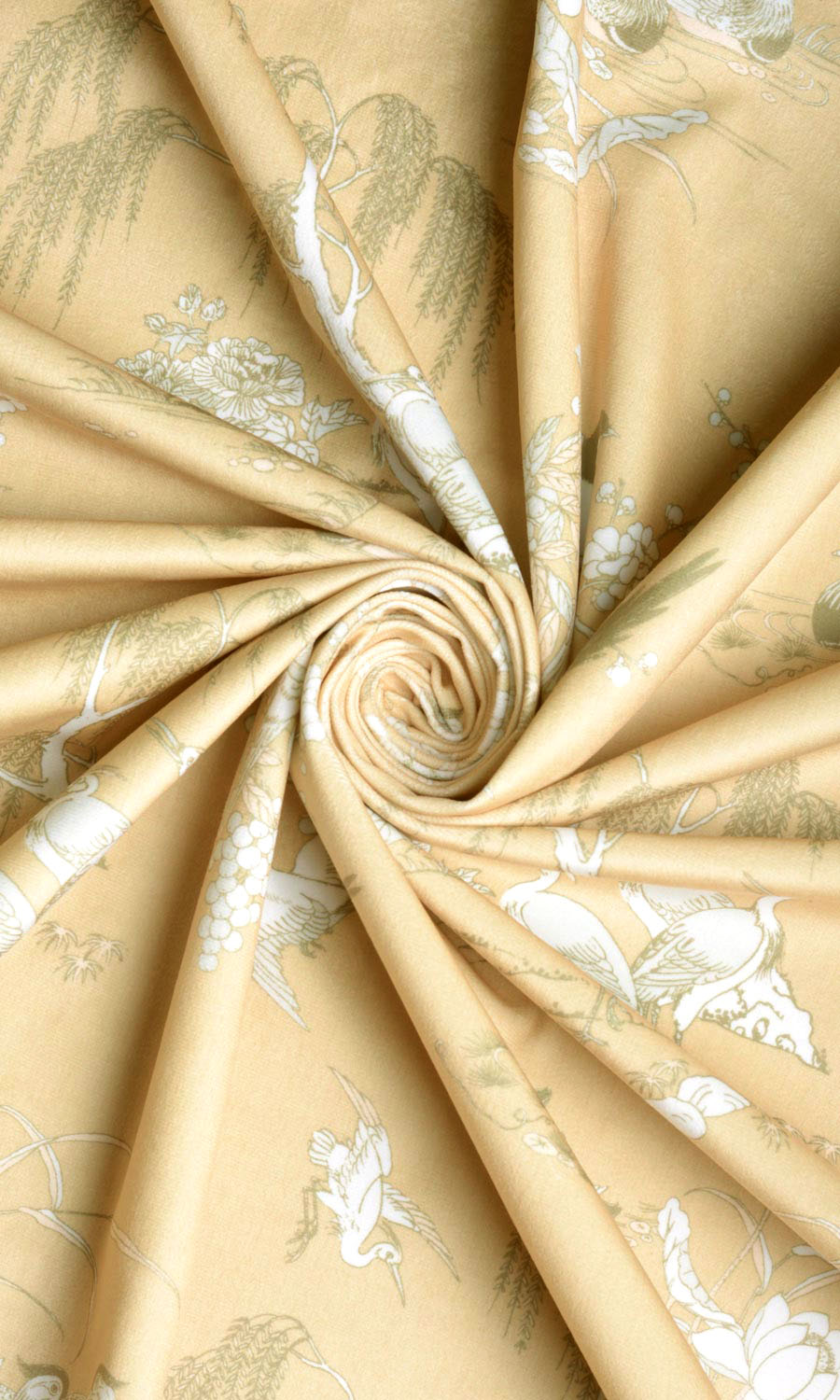 Chinoiserie Toile Velvet Fabric By the Metre for Curtains & Drapes (Yellow)