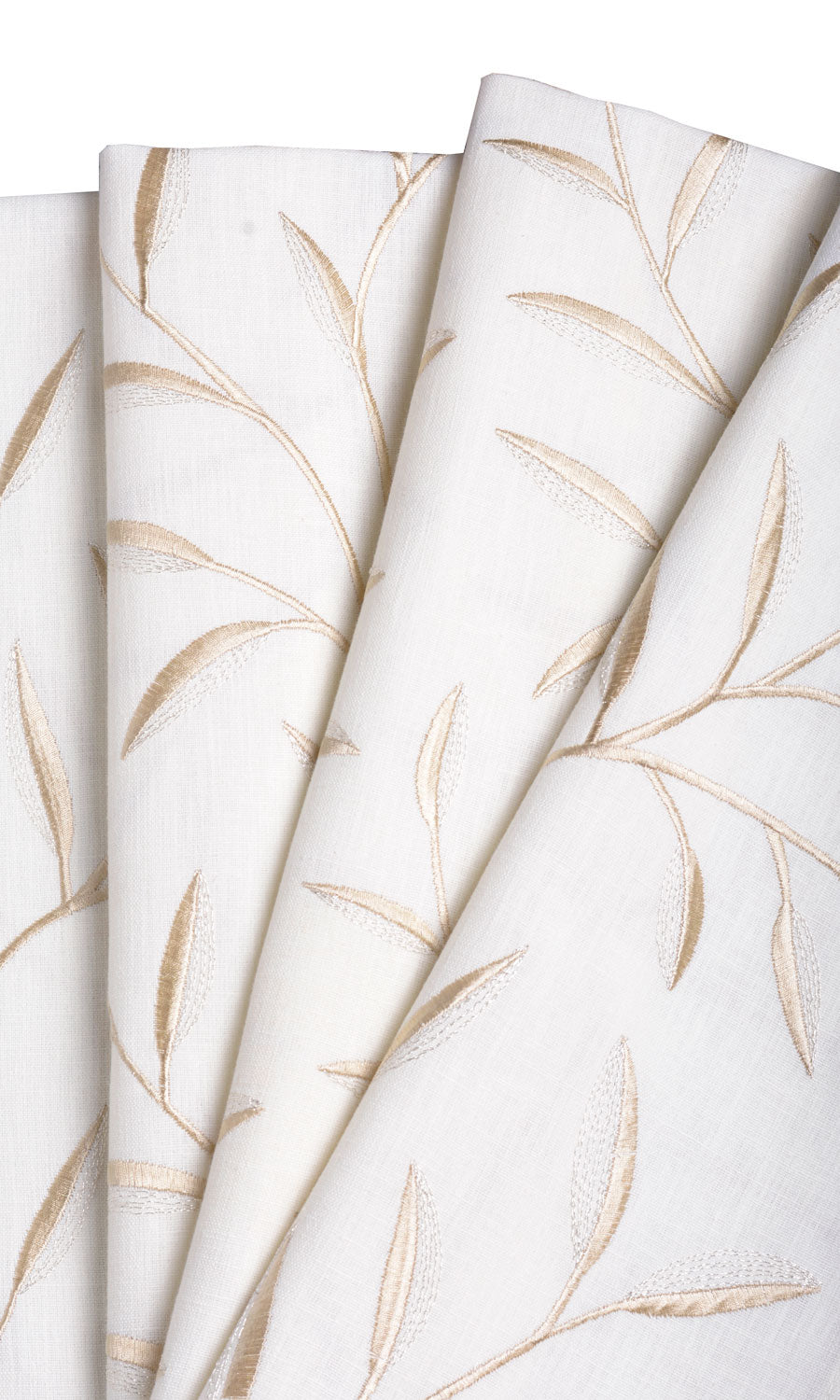 Floral Embroidery Fabric Material By the Metre (White/ Cream)