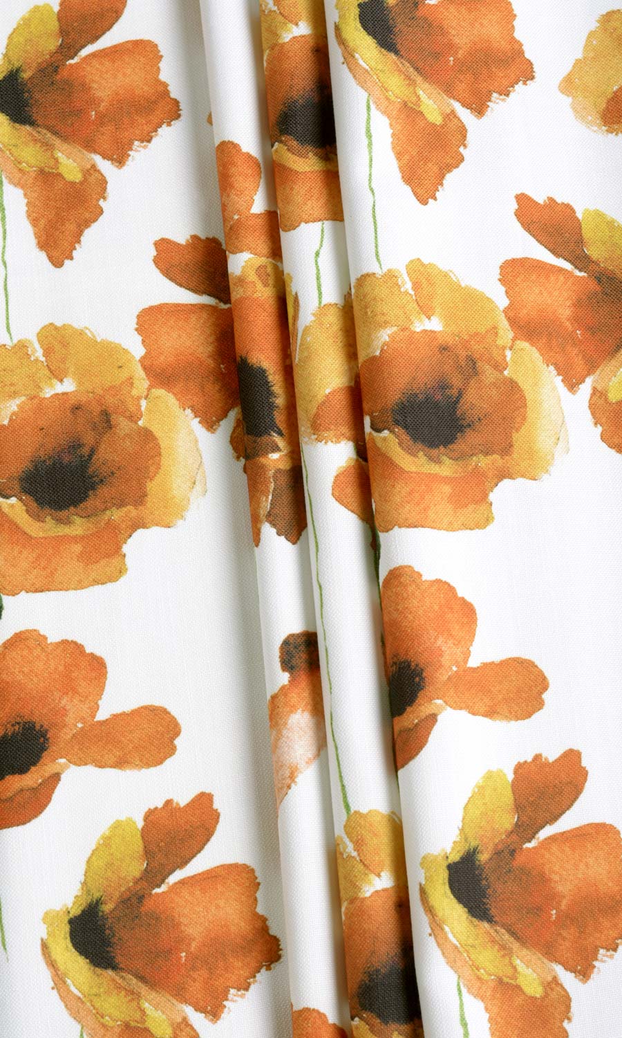 Floral Print Fabric Material By the Metre (Orange/ Yellow)