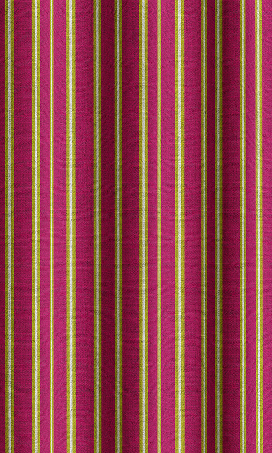 Striped Print Home Décor Fabric Sample (Pink/ Apple Green)