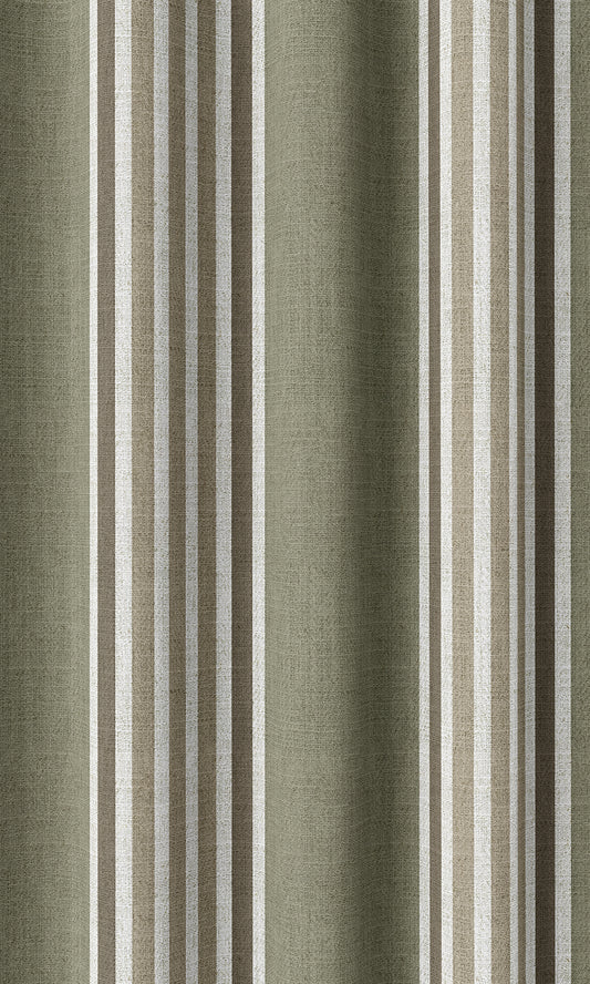 Striped Print Home Décor Fabric Sample (Olive Green/ Browns)