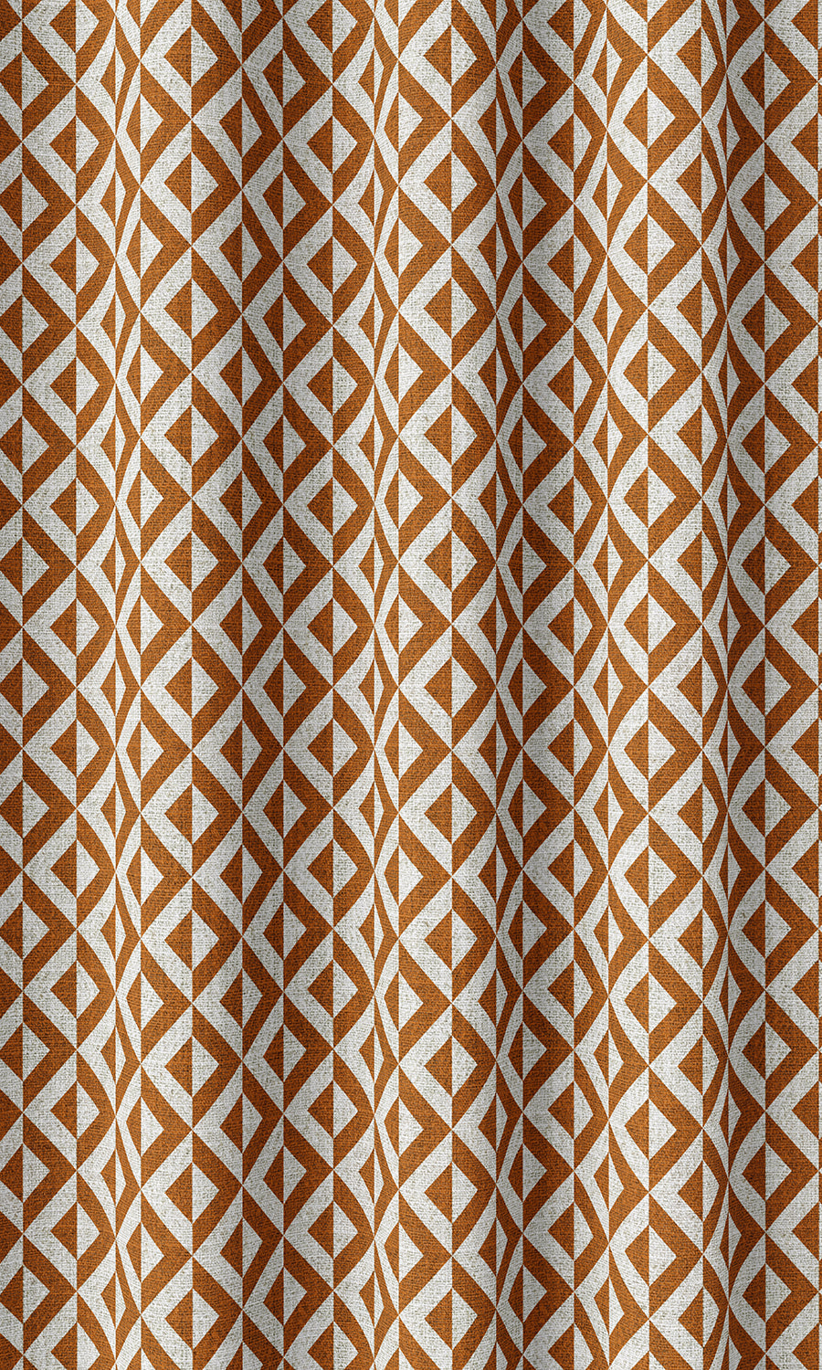Geometric Print Home Décor Fabric By the Metre (Orange/ White)
