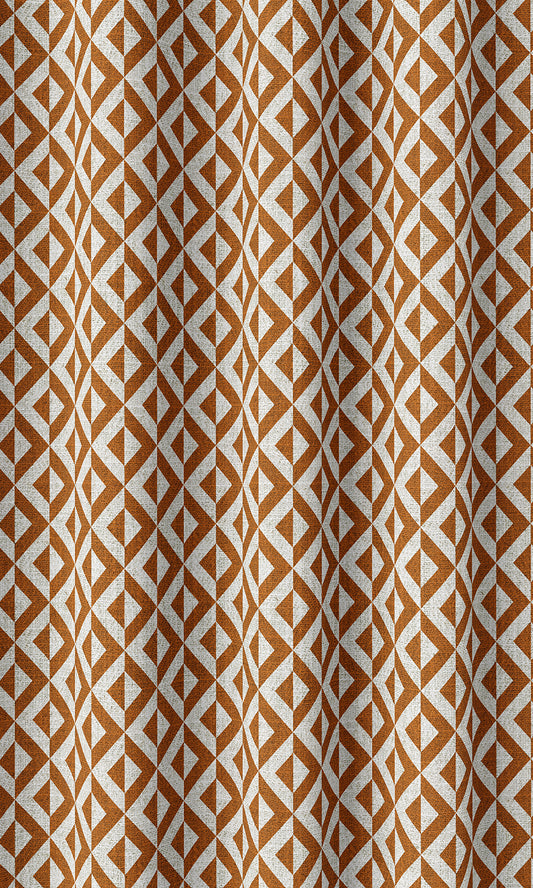 Geometric Print Curtains (Orange/ White)
