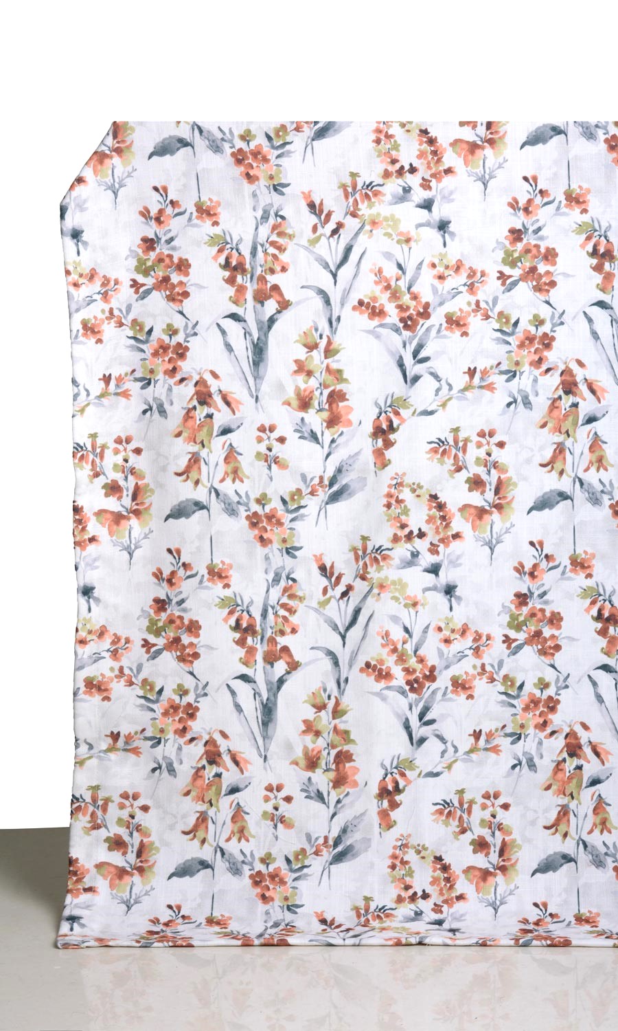 Floral Print Window Treatments Fabric By the Metre (Orange/ Grey)