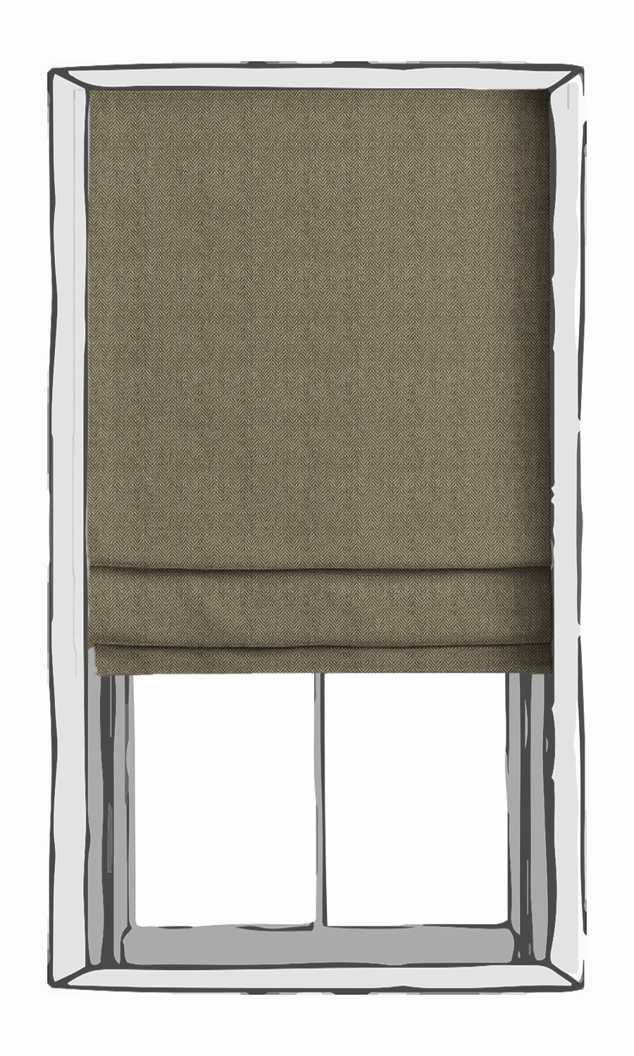 Herringbone Textured Window Treatments Fabric By the Metre (Warm Grey/ Brown)