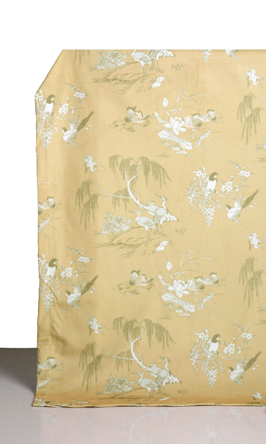 Chinoiserie Toile Velvet Window Treatments Fabric By the Metre (Yellow)
