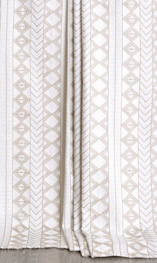 Ikat Textured Curtains (white/ Beige)