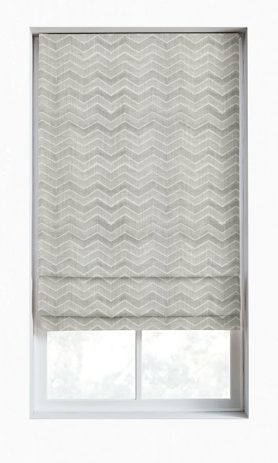 Chevron Print Window Treatments Fabric Sample (Eggshell White/ Grey)