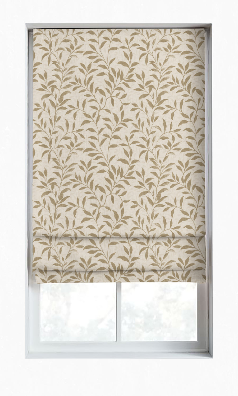 Dimout Floral Window Treatments Fabric By the Metre (Eggshell White/ Brown)