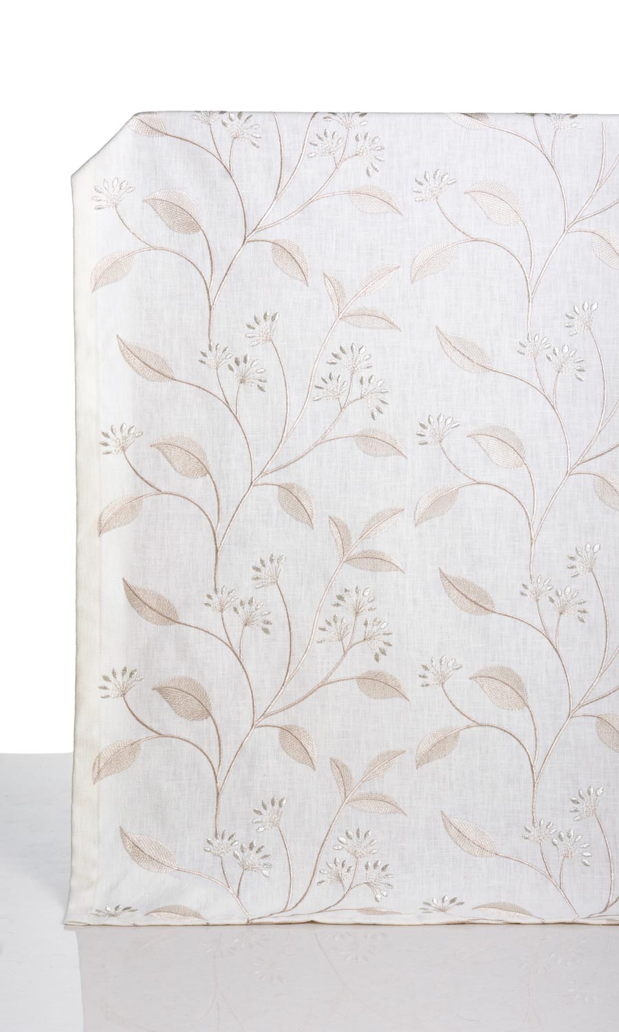 Floral Embroidery Window Treatments Fabric By the Metre (White/ Cream)
