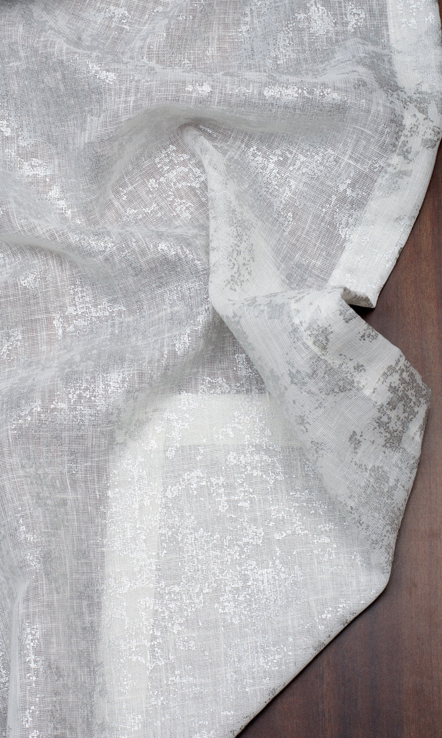 Textured Semi-Sheer Free Fabric Material Sample (White/ Silver)