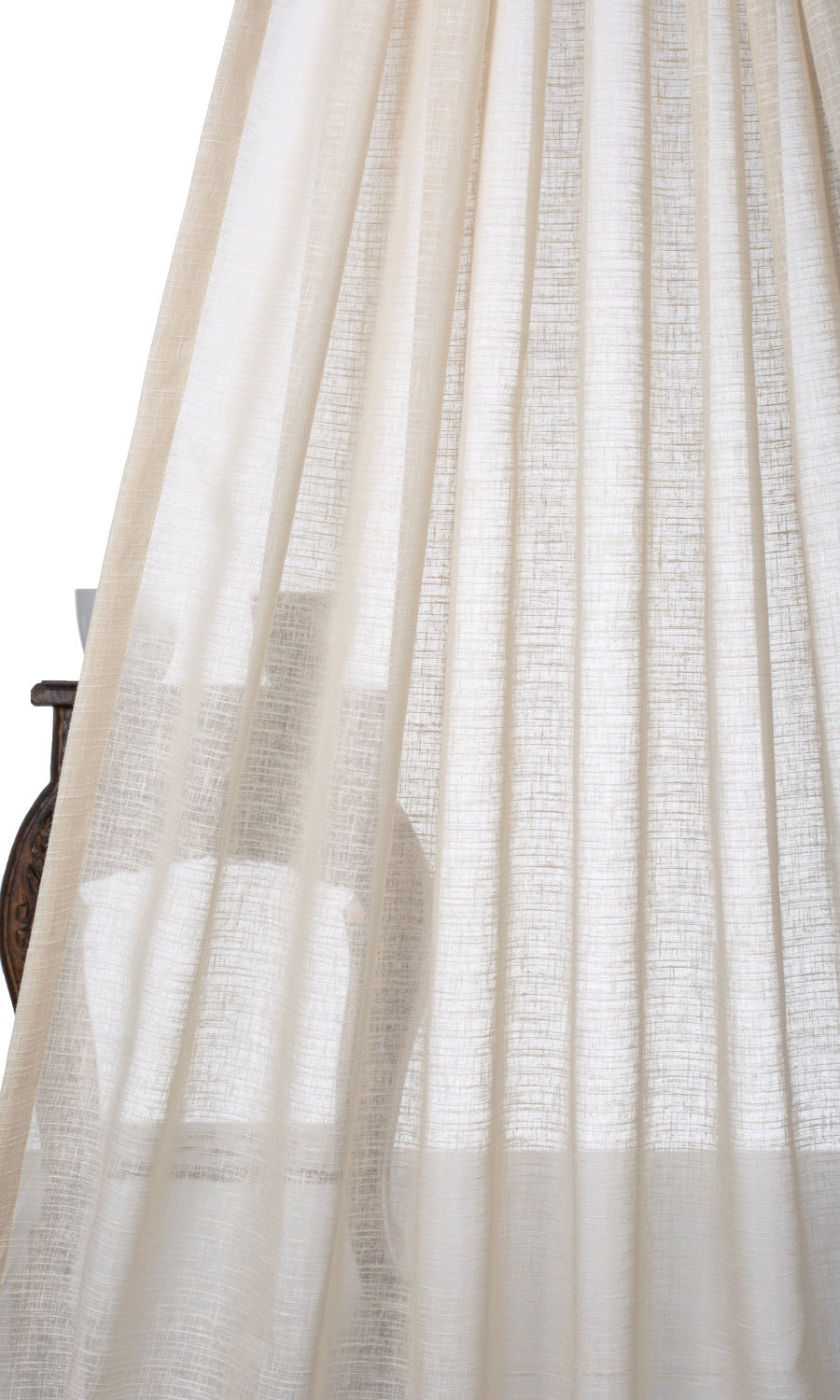 Plain Textured Sheer Home Textile Fabric Material By the Metre (Pale Beige)