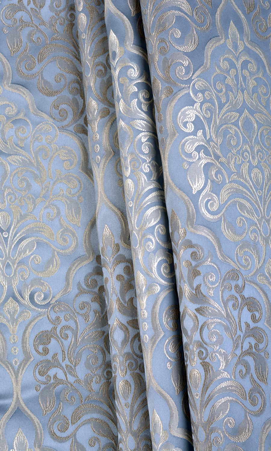 Damask Fabric Material By the Metre (Navy Blue/ White)