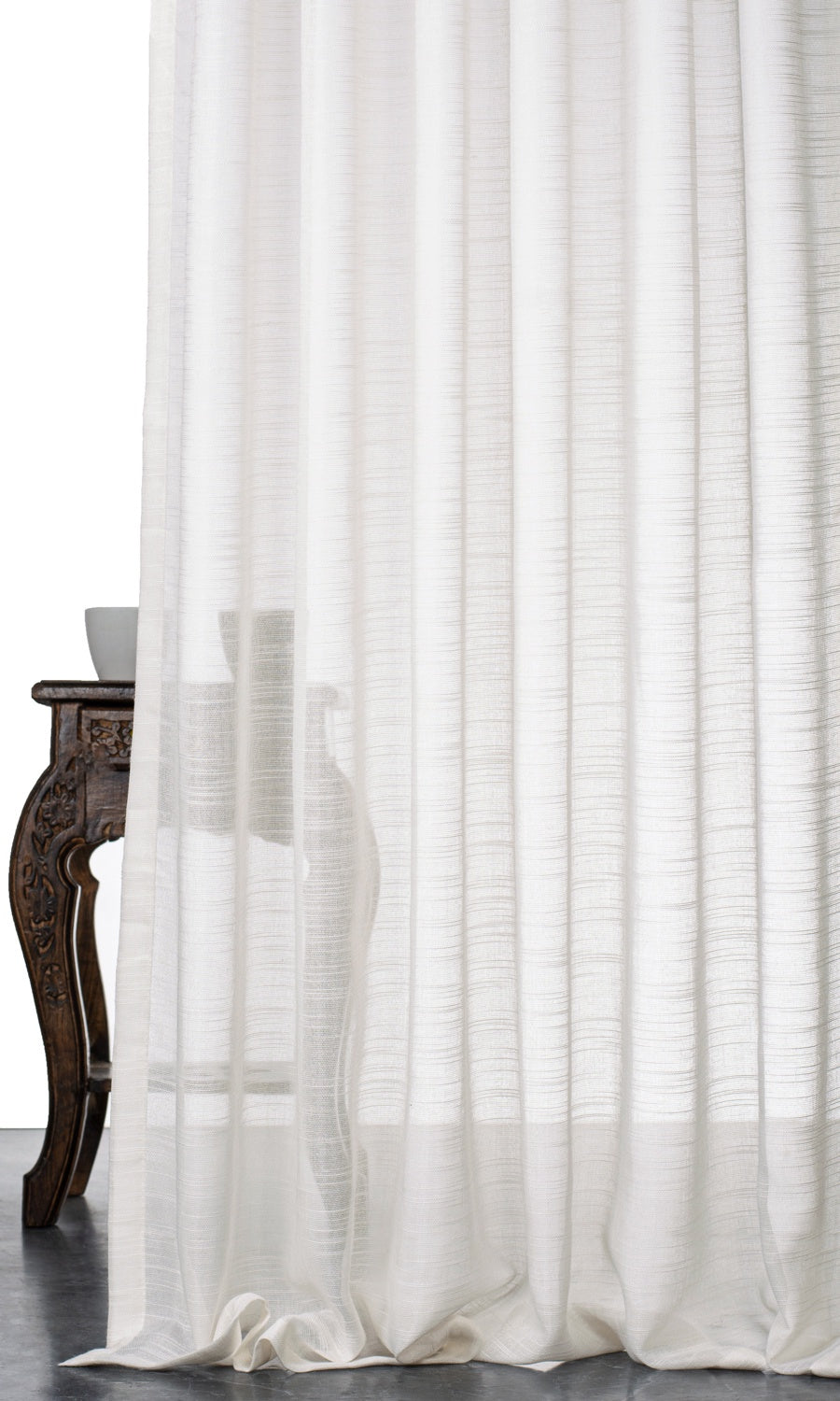 Textured Sheer Window Treatments Fabric Sample (White)