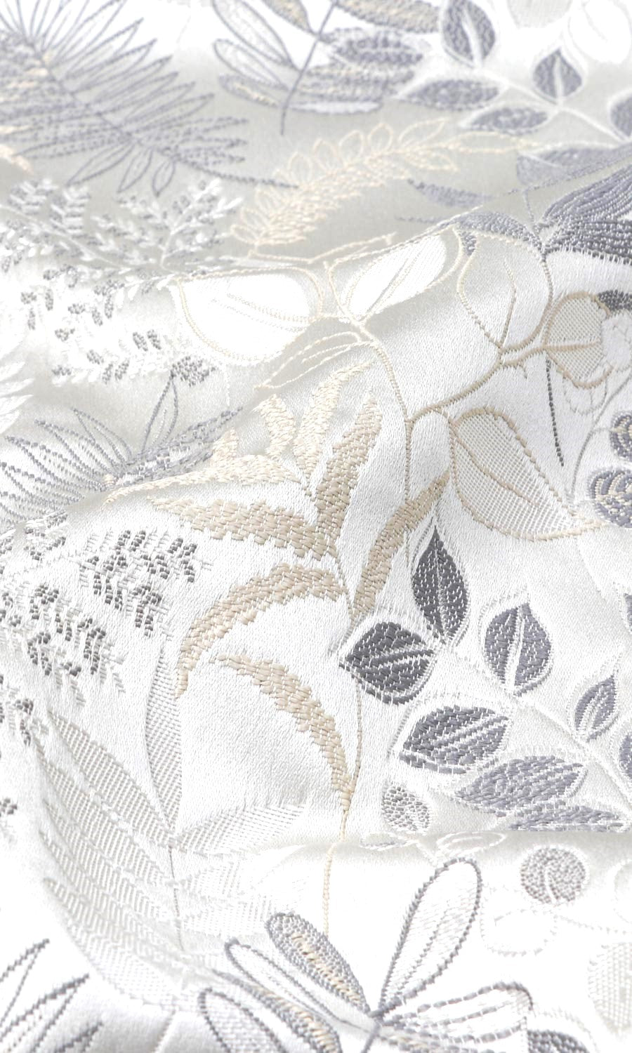 Botanical Home Textile Fabric Material Sample (Pale Grey/ Warm White)