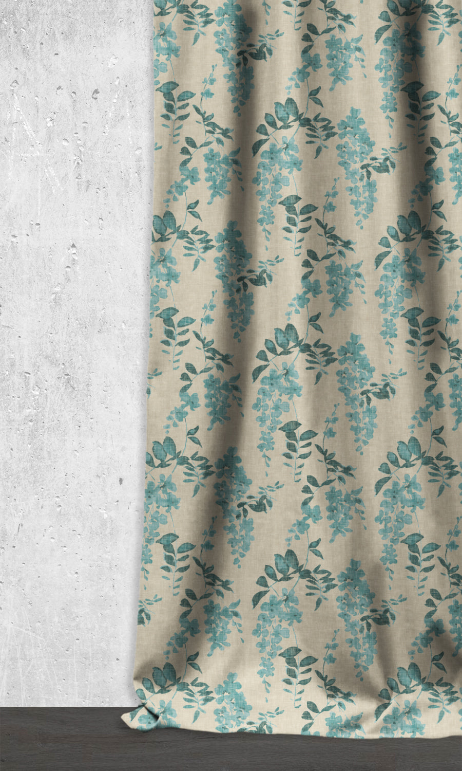 Floral Dimout Home Décor Fabric Sample (Blue/ Grey)