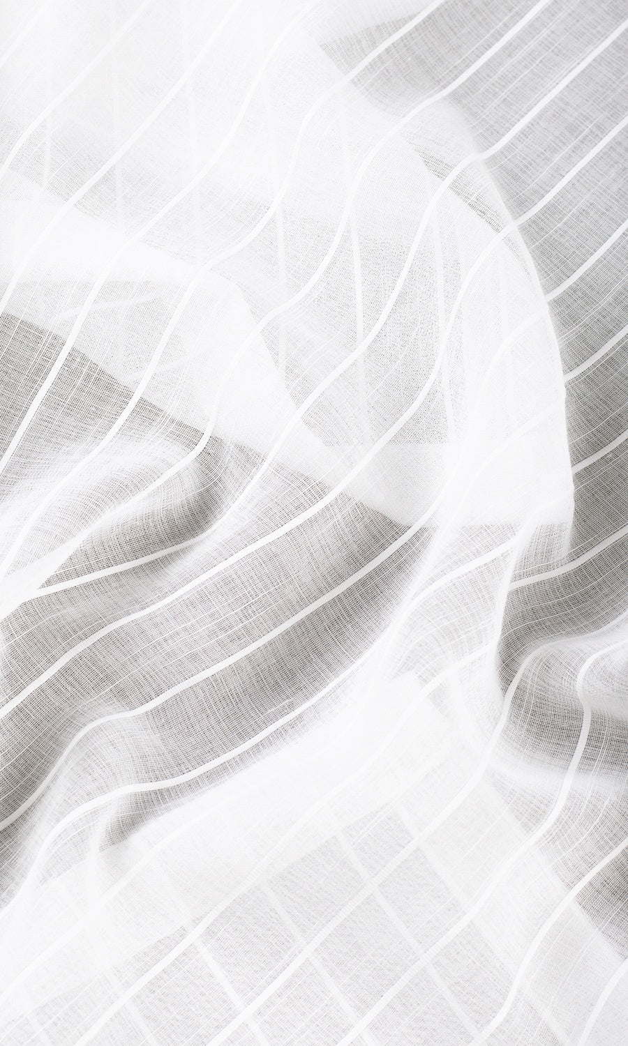 Striped Sheer Fabric Sample for Curtains & Drapes (White)