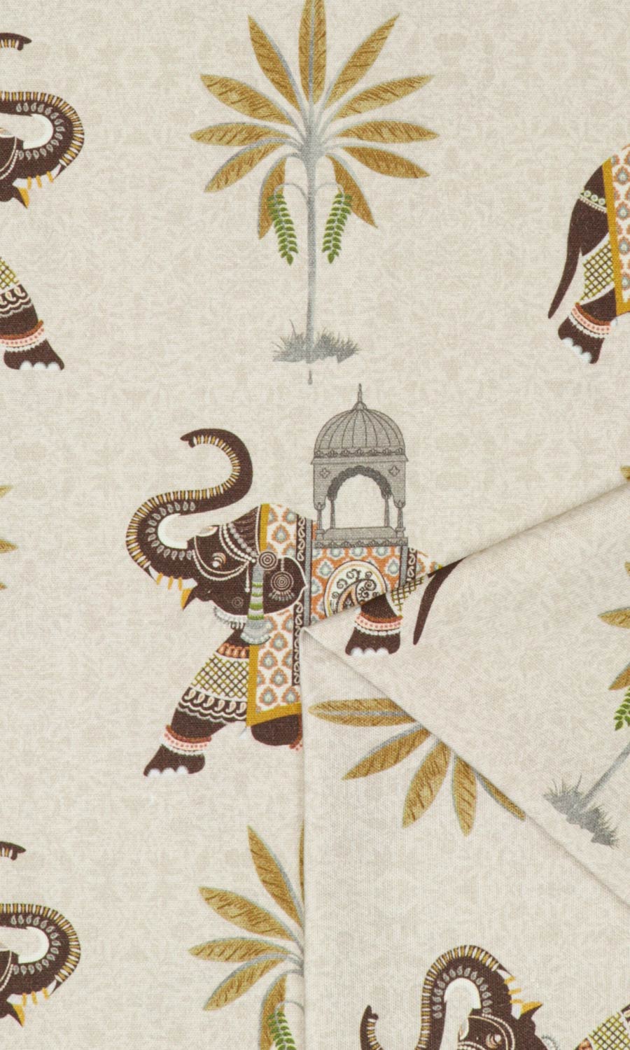 Printed Cotton Free Fabric Material Sample (Beige/ Brown)