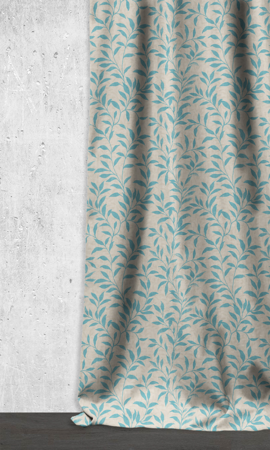 Floral Dimout Home Décor Fabric By the Metre (Blue/ Ivory)