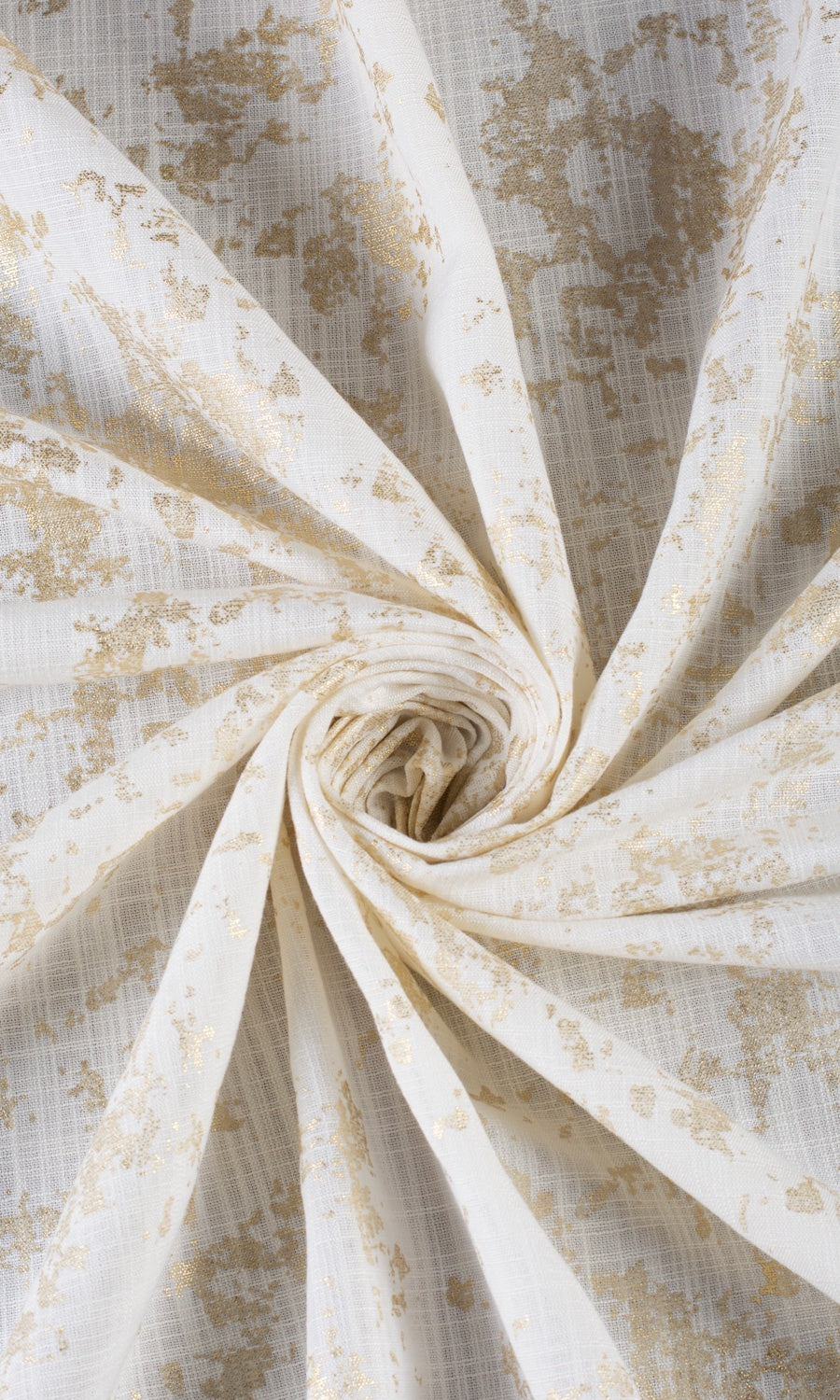 Metallic Abstract Print Fabric Material By the Metre (Cream/ Golden)