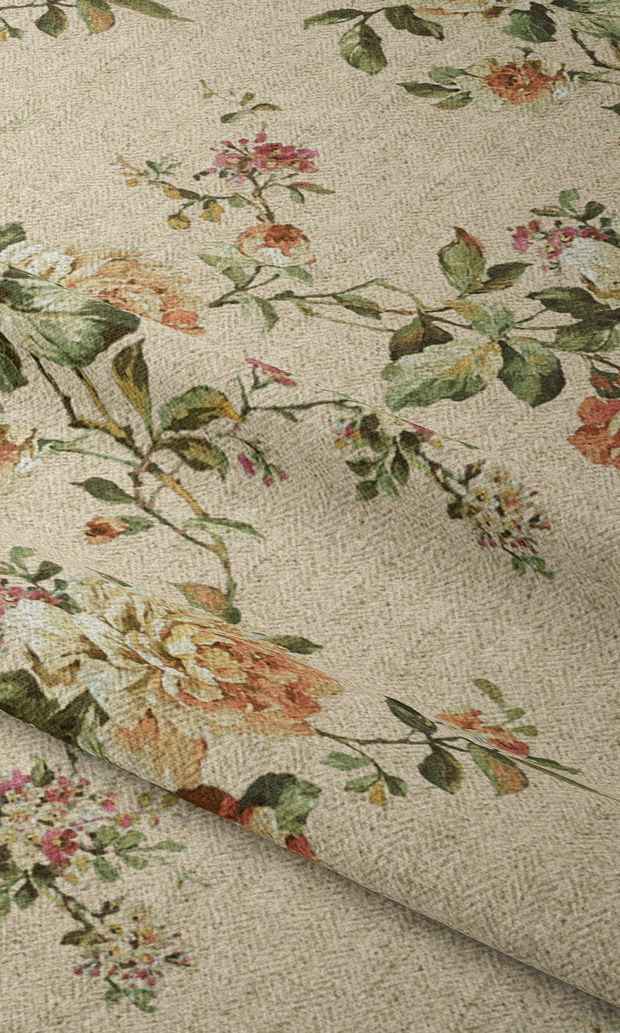Modern Country Floral Fabric Material By the Metre (Yellow)