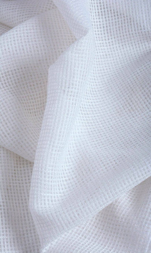 Check Weave Pure Sheer Home Décor Fabric By the Metre (White)