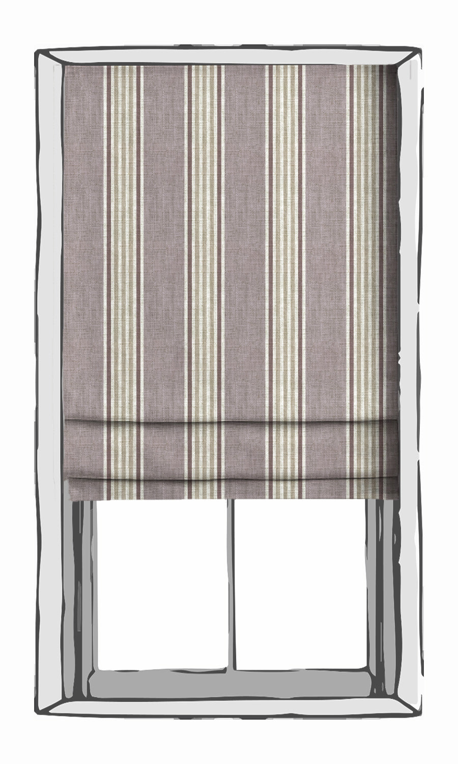 Striped Window Treatments Fabric Sample (Mauve/ Beige/ Ivory)