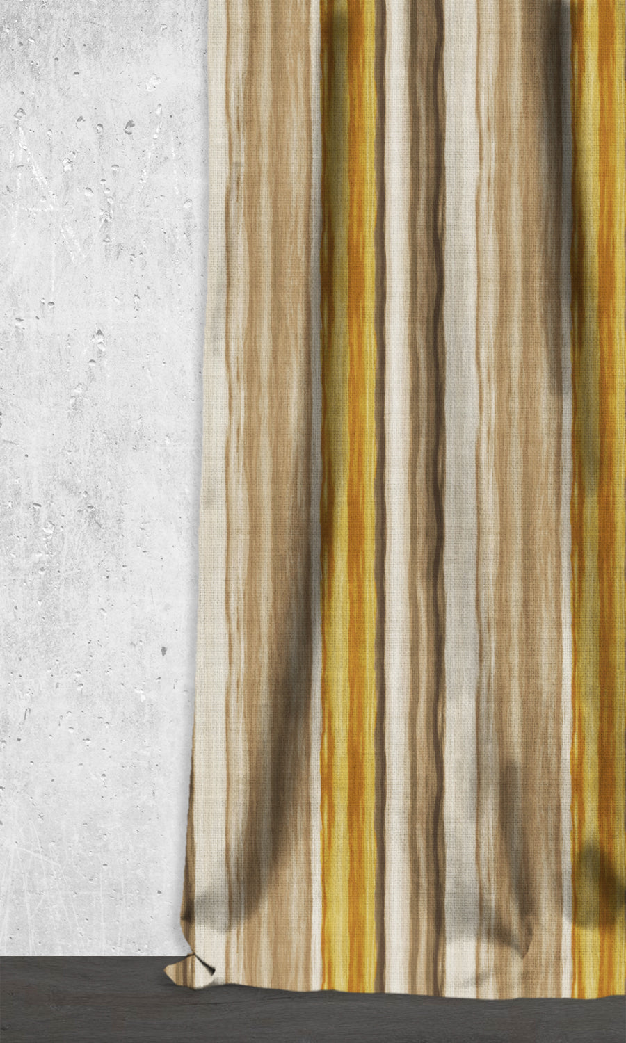 Watercolor Effect Striped Window Treatments Fabric Sample (Yellow/ Brown)