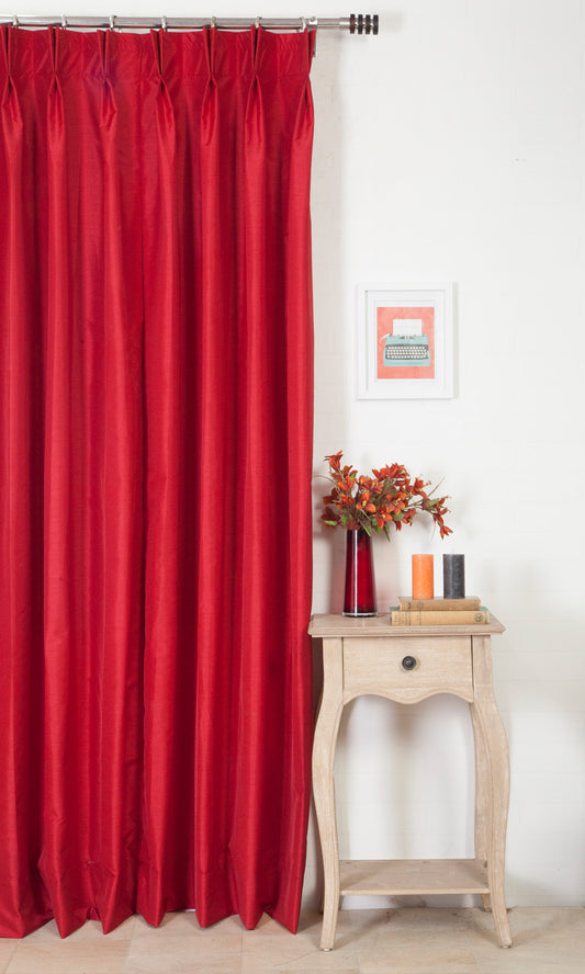 Faux Silk Curtains (Red/ Orange)