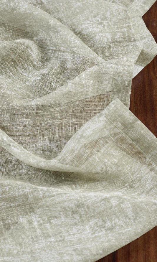 Textured Sheer Home Décor Fabric Sample (Grey-Green)