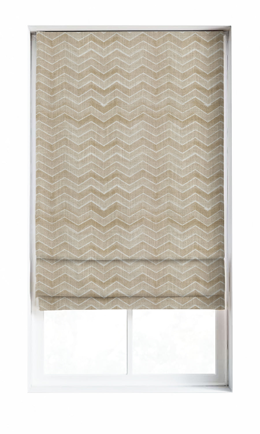 Chevron Print Window Treatments Fabric Sample (Eggshell White/ Pale Brown)