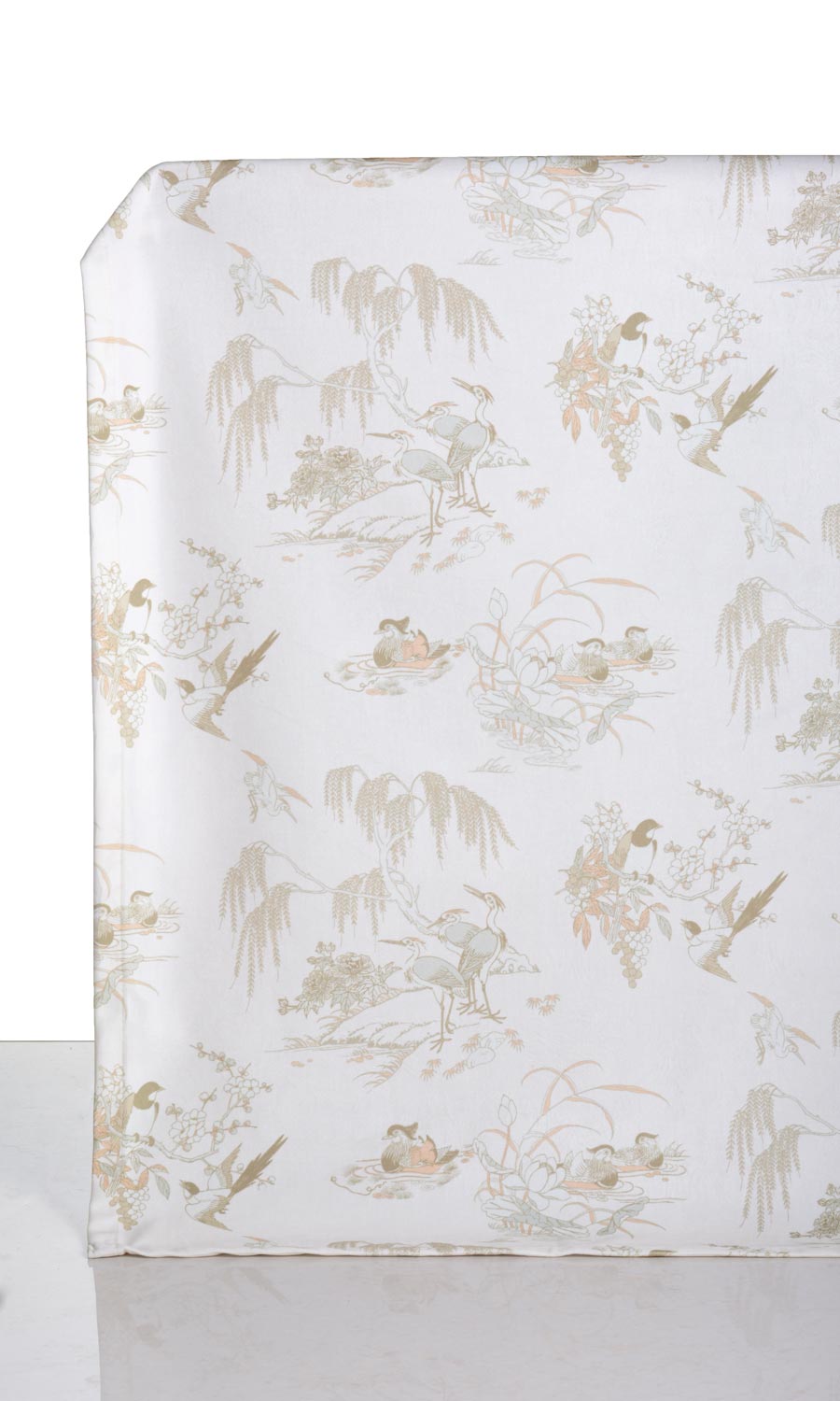 Chinoiserie Toile Velvet Window Treatments Fabric By the Metre (White/ Ivory)