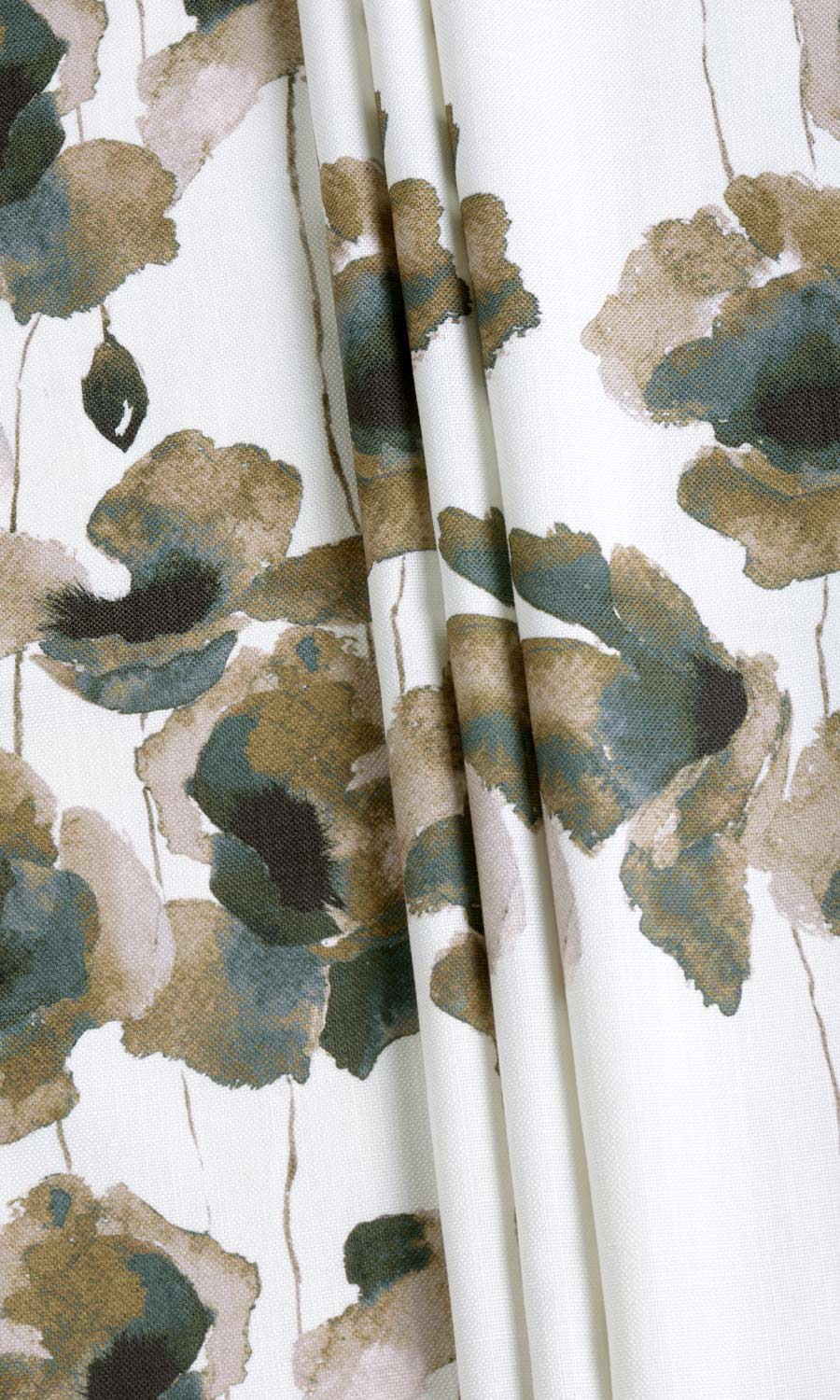 Water Lilies Floral Fabric Material By the Metre (Brown/ Grey)