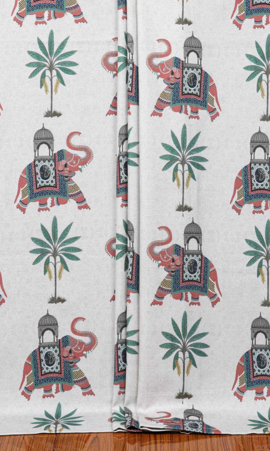 Floral Cotton Window Treatments Fabric Sample (Grey/ Red)