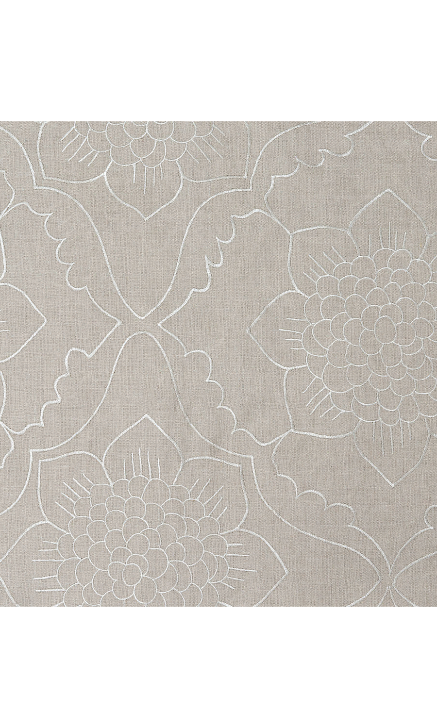 Floral Embroidered Linen Window Treatments Fabric Sample (Brown)