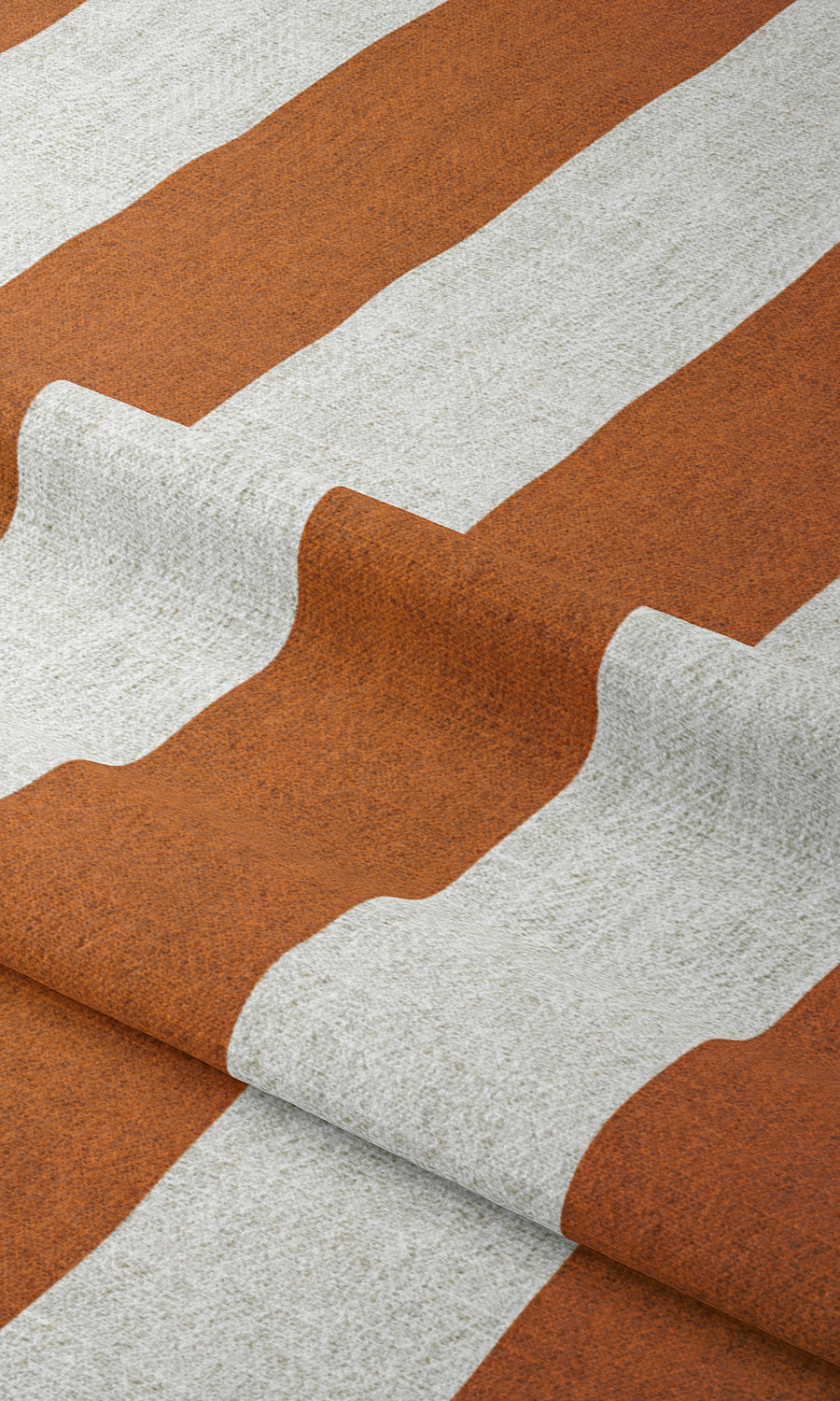 Modern Striped Window Treatments Fabric Sample (Burnt Orange/ White)