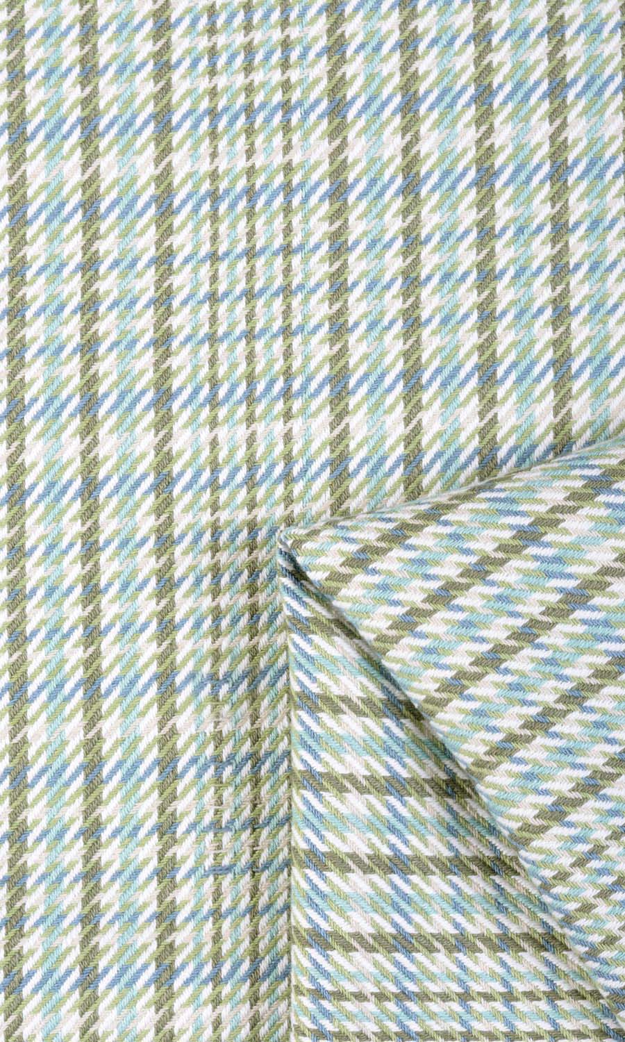 Houndstooth Cotton Window Treatments Fabric Sample (Green/ Blue)