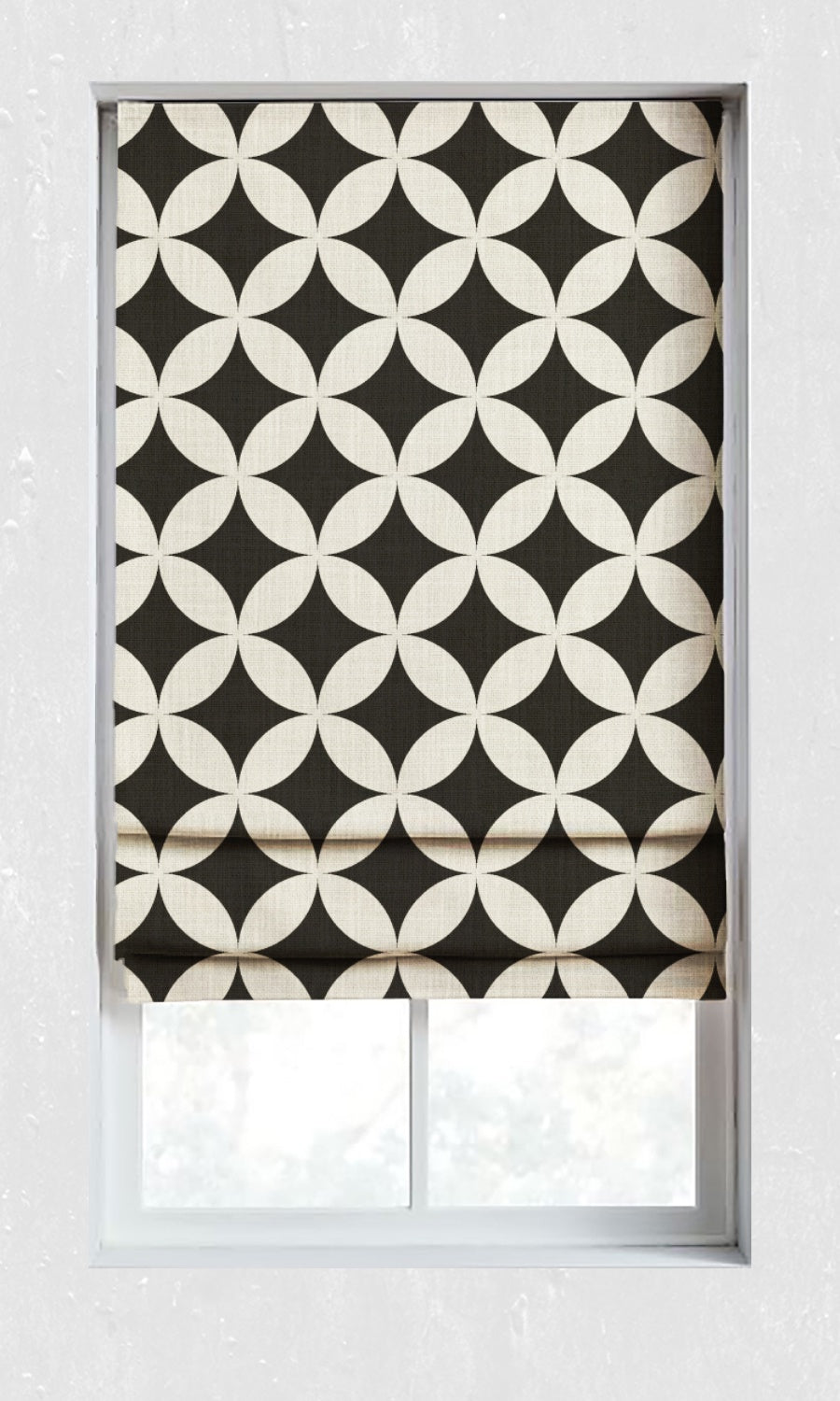 Modern Geo Print Window Treatments Fabric Sample (Black/ Ivory)